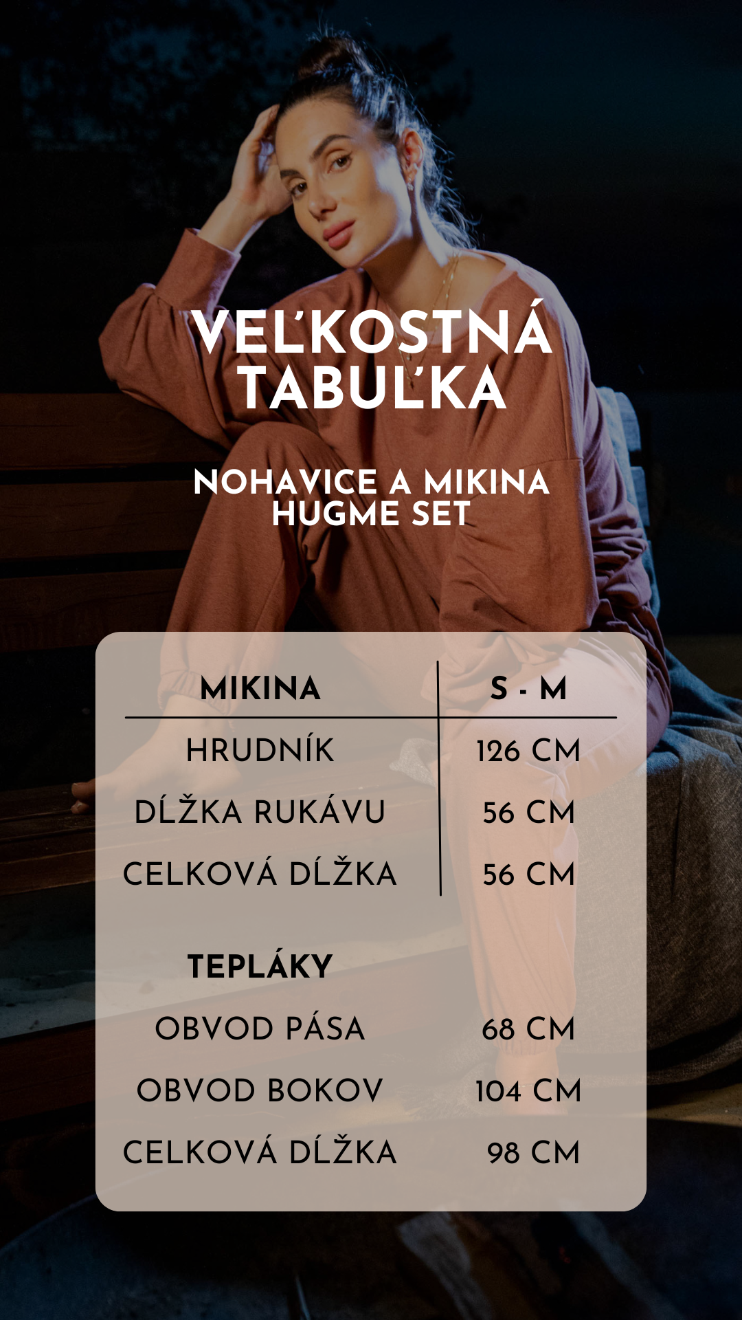 veľkostná tabuľka_Nohavice a mikina HugMe Set